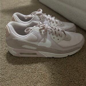 Nike Pink and White Air Max Sneakers with Visible Air Bubble